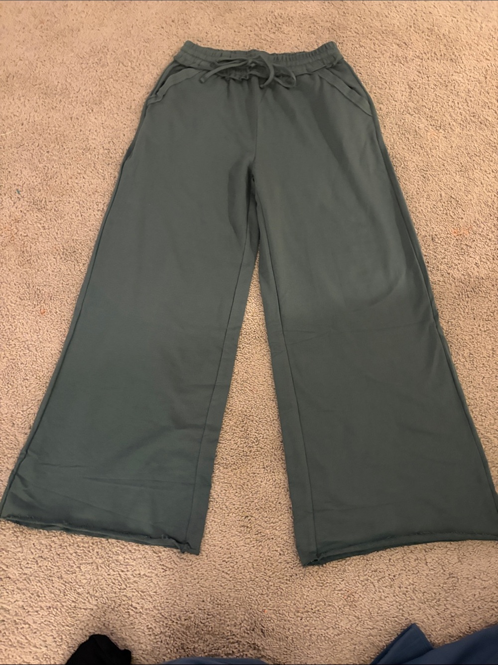 New Zenana Wide Leg Drawstring French Terry Lounge Pants - ash jade